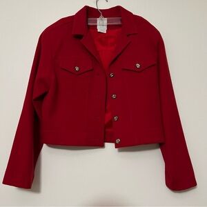 Clifford & Wills Red Wool Cropped‎ Jacket - Size 8 - Vintage Tailored Blazer